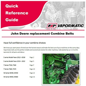 JD replacement combine belts - S series, T series, W series